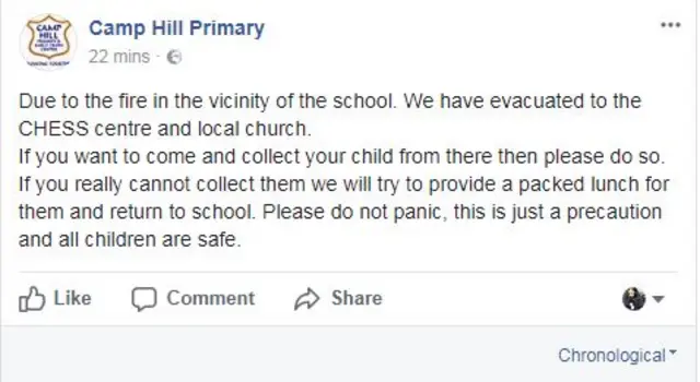 Camp Hill Primary Facebook post