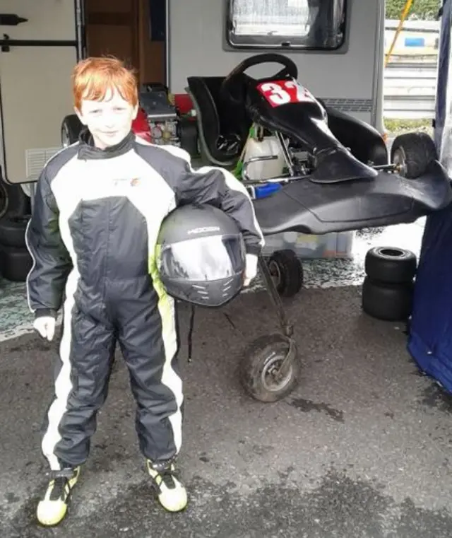 Matthew with his go-kart