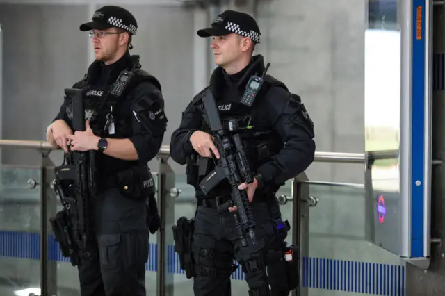 Police patrol London Underground