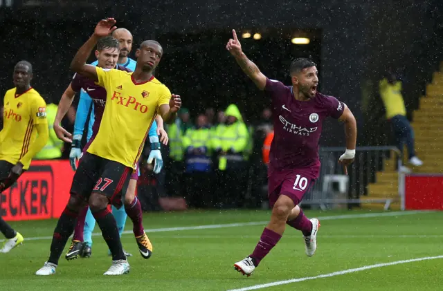 Sergio Aguero celebrates