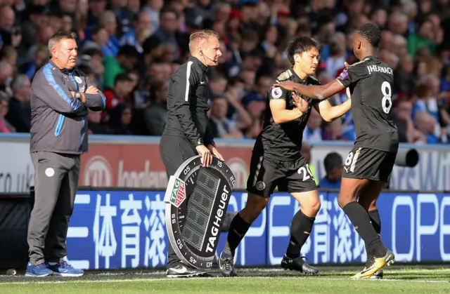 Shinji Okazaki and Kelechi Iheanacho