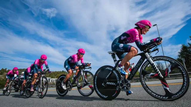 Cyclists of team Bepink Cogeas