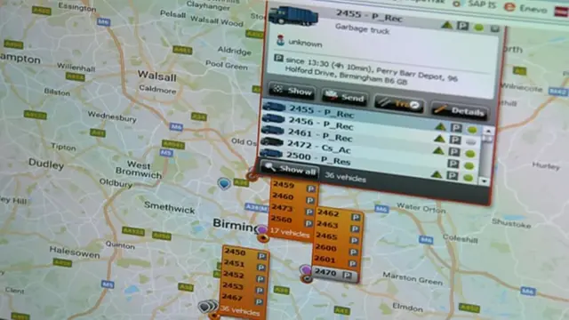 Sat nav tracking bin lorries in Birmingham