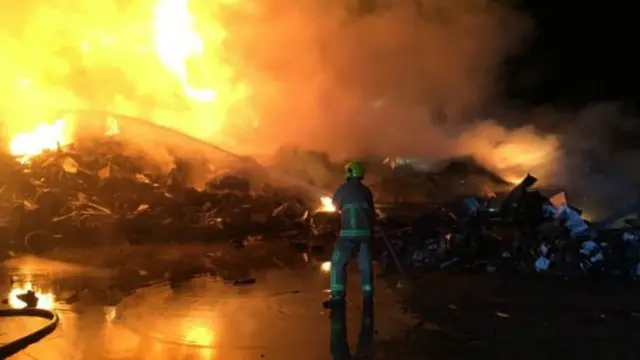 Fire at recycling centre