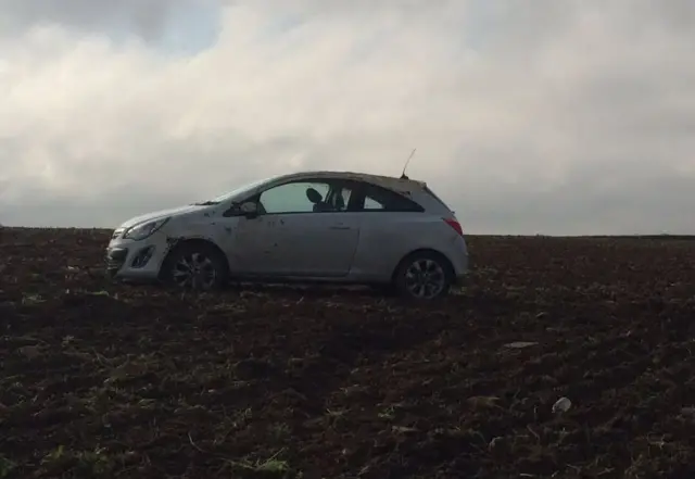 Some of the cars ended up in a field