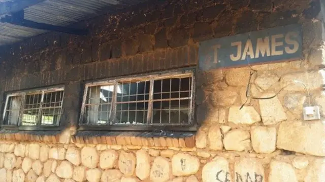 Fire damage to the school building