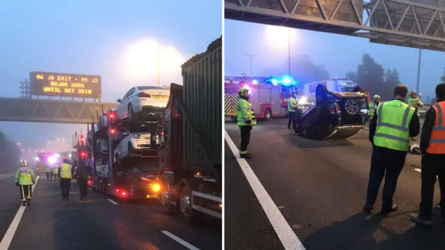 Emergency services at a crash on the M6