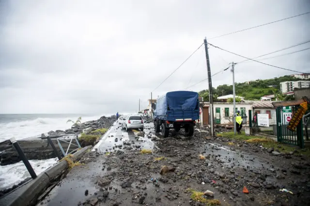 Image shows damage and debris on Martinique after Hurricane Maria hit on 19 September