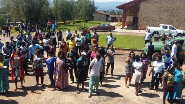 Parents outside the school