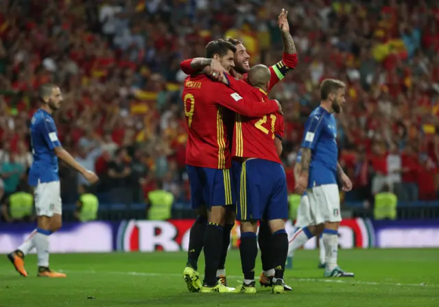 Alvaro Morata celebrates