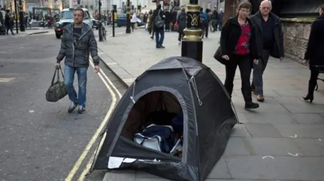 Man in tent