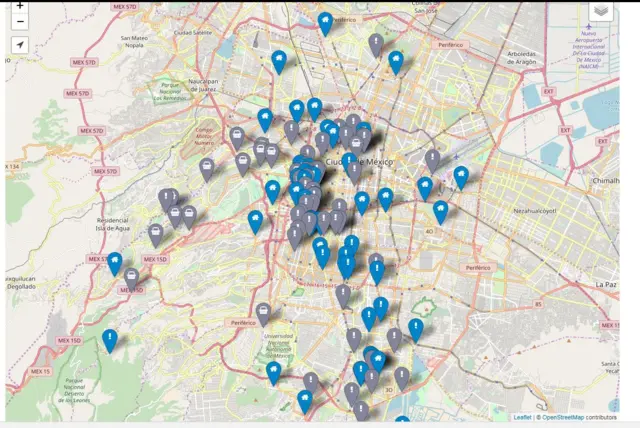 Map showing the damage in Mexico City