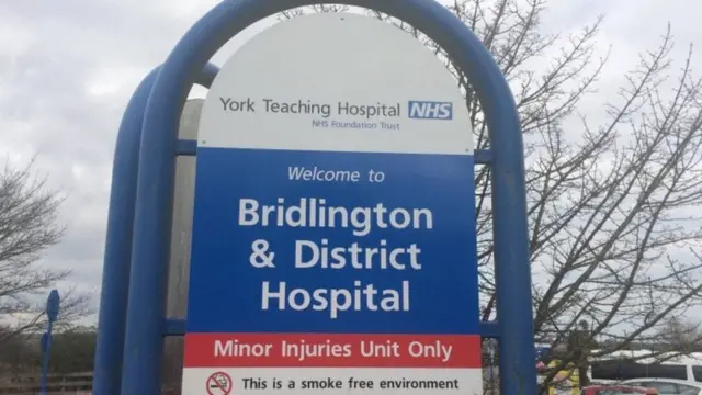 Bridlington Hospital sign.