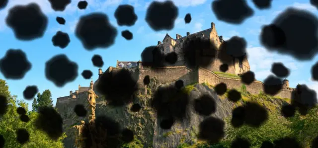 How Edinburgh Castle is seen by someone with diabetic retinopathy.