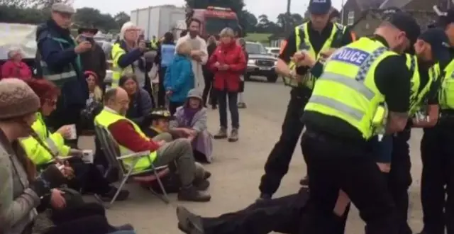 Police and protestors