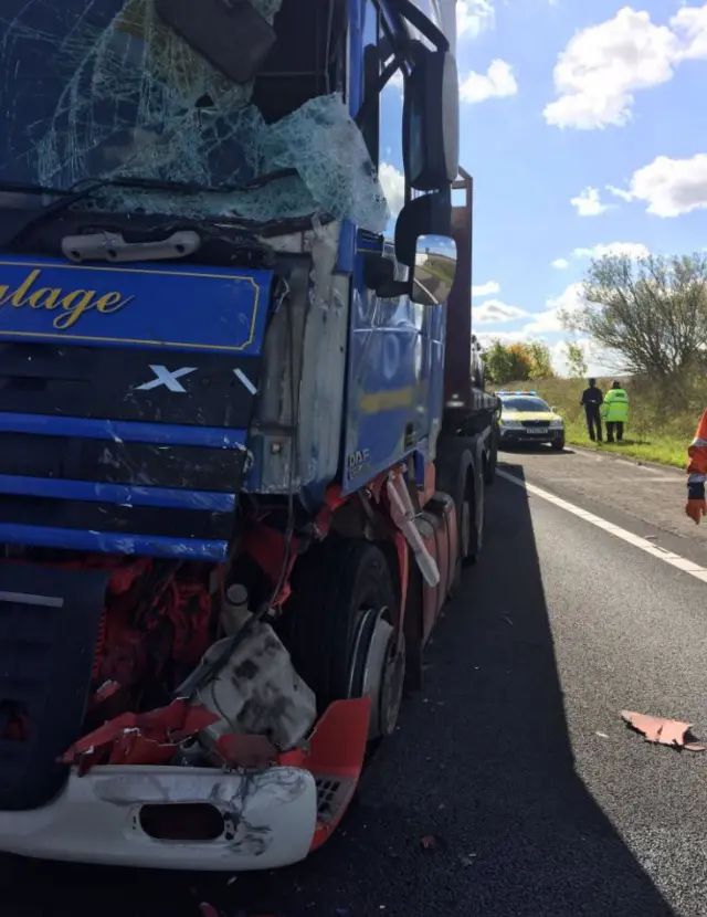 Lorry involved in crash