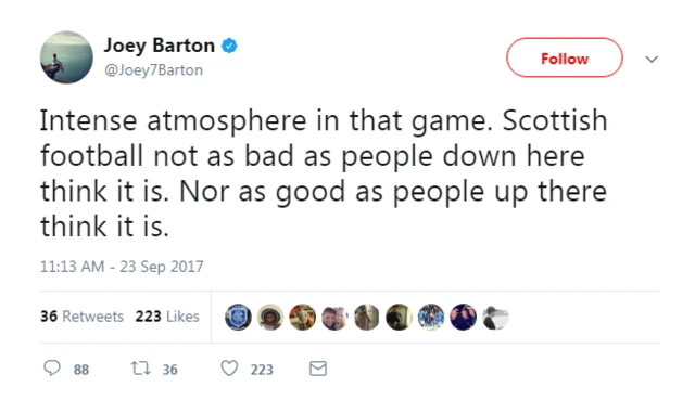 Joey Barton tweet