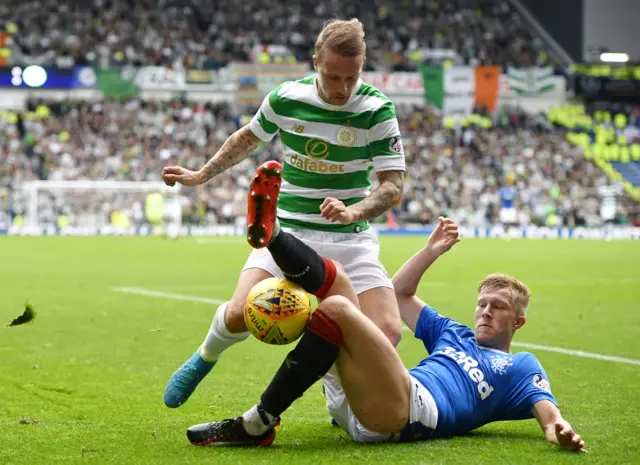 Rangers' Ross McCrorie and Celtic's Leigh Griffiths