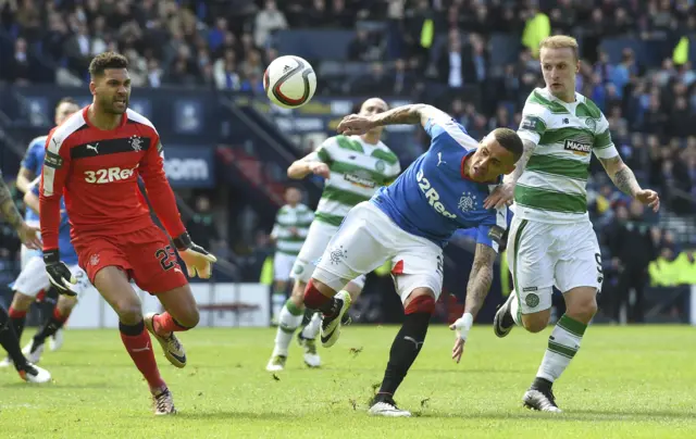 Rangers goalkeeper Wes Foderingham in action against Celtic