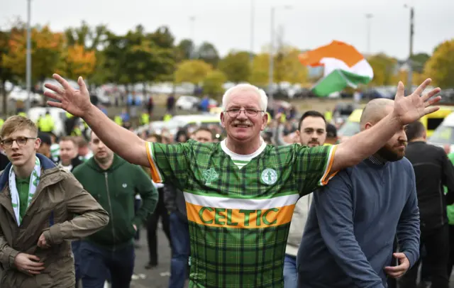 Celtic supporters outside Ibrox