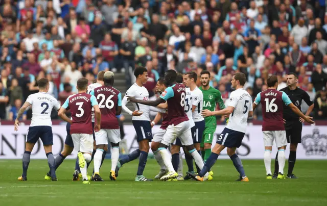 Tottenham and West Ham players