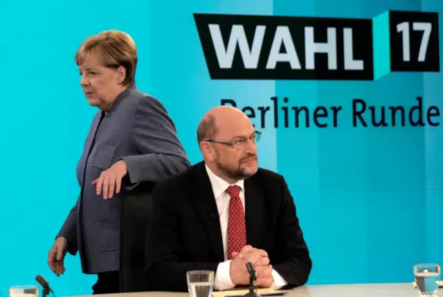 Angela Merkel (left) and Martin Schulz during a post-election debate