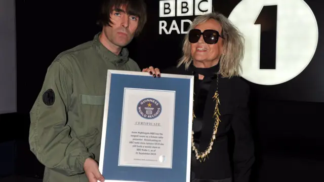 Liam Gallagher and Annie Nightingale