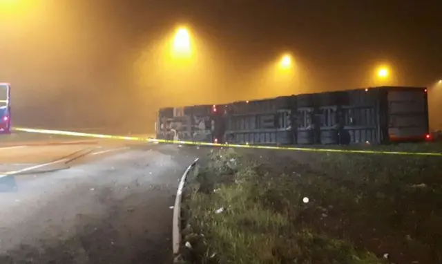 Overturned lorry