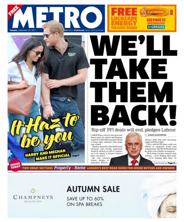 Metro front page