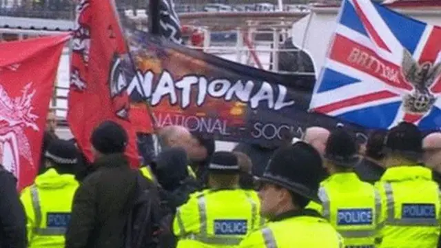 Police at National Action demo