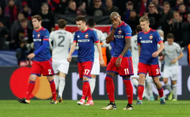 CSKA Moscow players look dejected