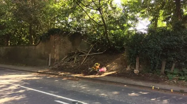 Flowers at scene of crash