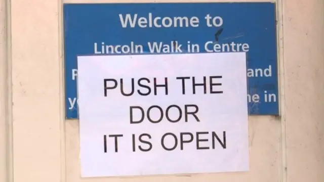 Lincoln walk-in centre sign