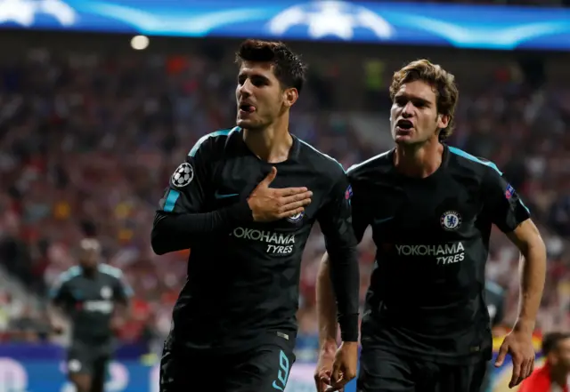 Alvaro Morata celebrates