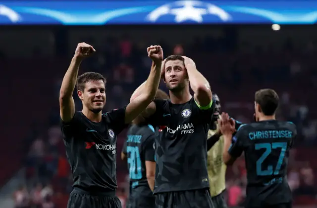 Cesar Azpilicueta and Gary Cahill celebrate