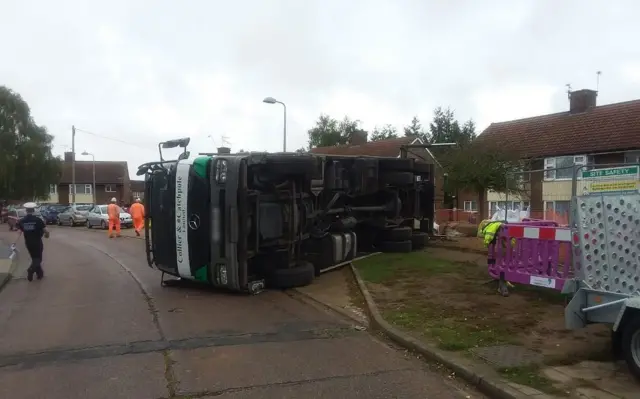 Overturned lorry