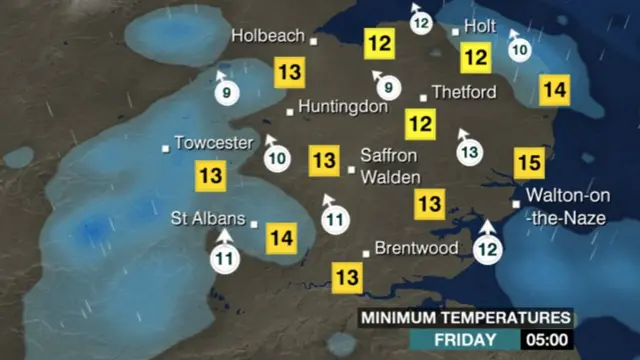 BBC East weather map