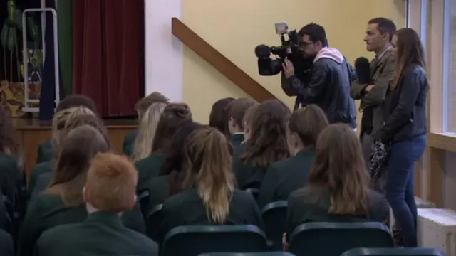 French TV crew filming pupils