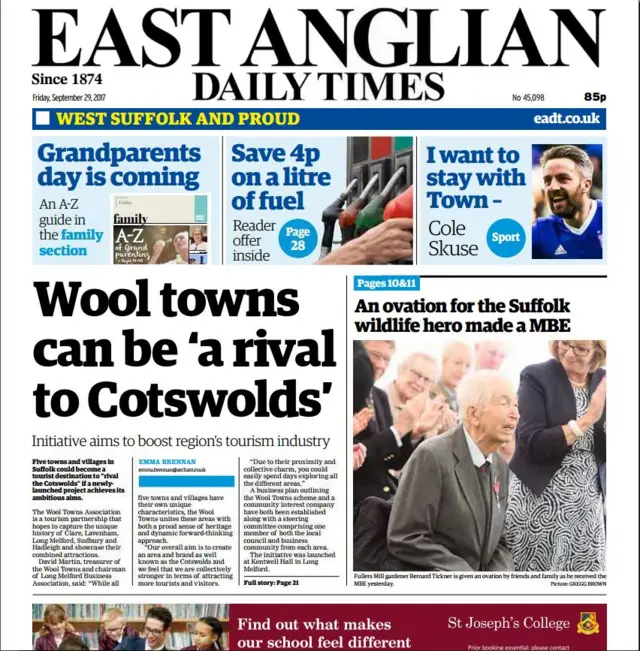 Front page of west edition of EADT