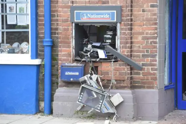 The damaged ATM at the Building Society