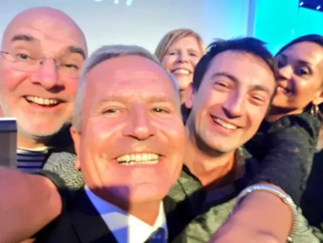 Winners - Peter Levy, David Burns and the team behind the Burnsy Show at the O2 Media Awards