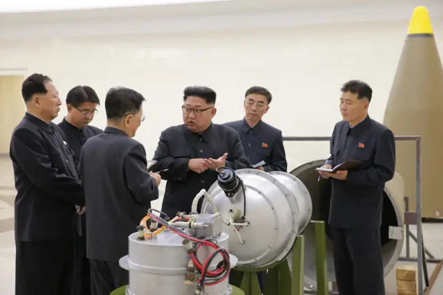 Kim Jong-un inspecting hydrogen bomb