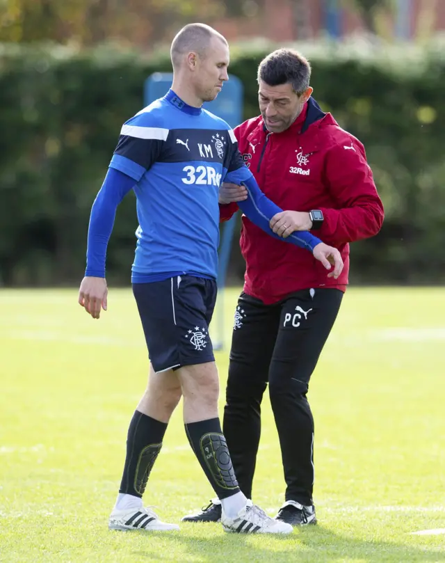 Rangers' Kenny Miller and Pedro Caixinha