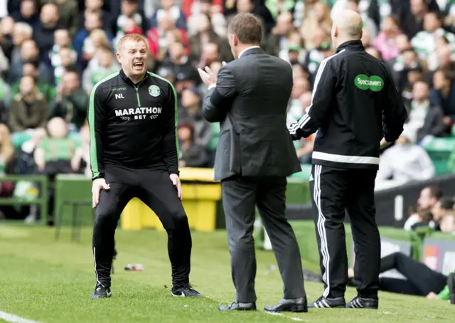 Hibs boss Neil Lennon reacts on the touchline