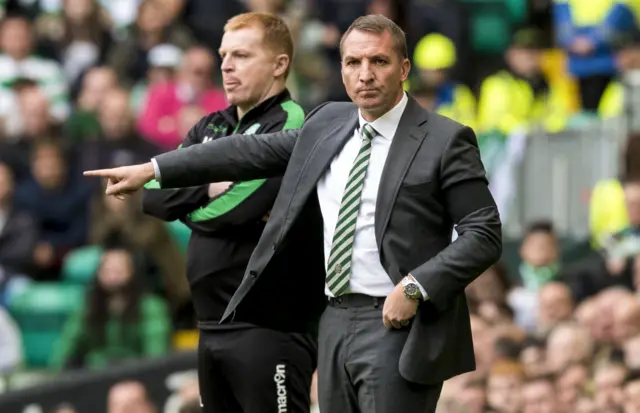 Hibs head coach Neil Lennon and Celtic's Brendan Rodgers