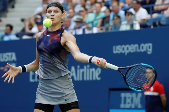 Lucie Safarova of Czech Republic returns