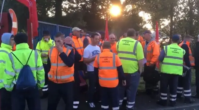 Bin workers on the picket lines