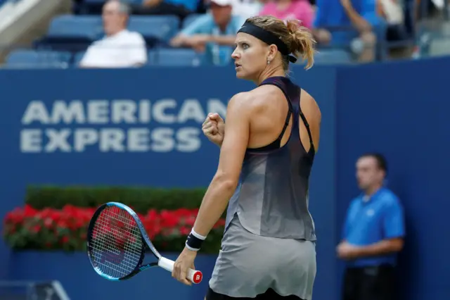 Lucie Safarova of Czech Republic celebrates