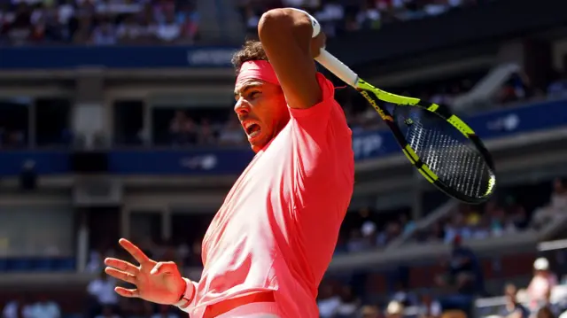 Rafael Nadal of Spain in action