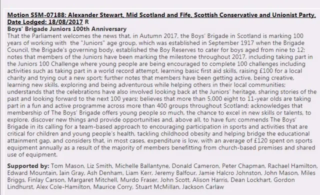 Boy's Brigade Juniors 100th Anniversary debate motion